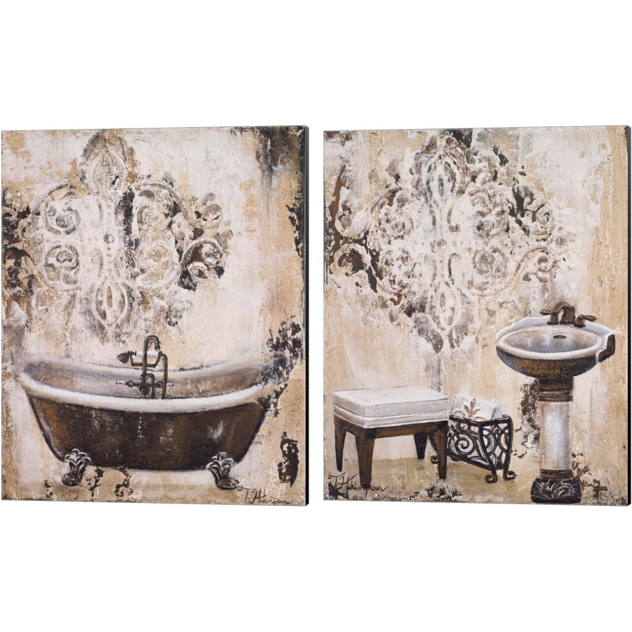 Bronze Bath by Tiffany Hakimipour 12" x 15" Canvas Wall Art (Set of 2)